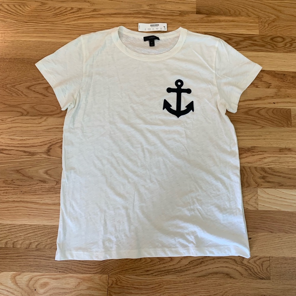 J.Crew:White T-Shirt with navy anchor